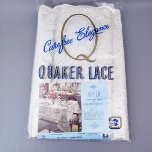 Vintage Victorian Ivory Quaker Lace Tablecloth #6280 Natural 72" Round Ornate
